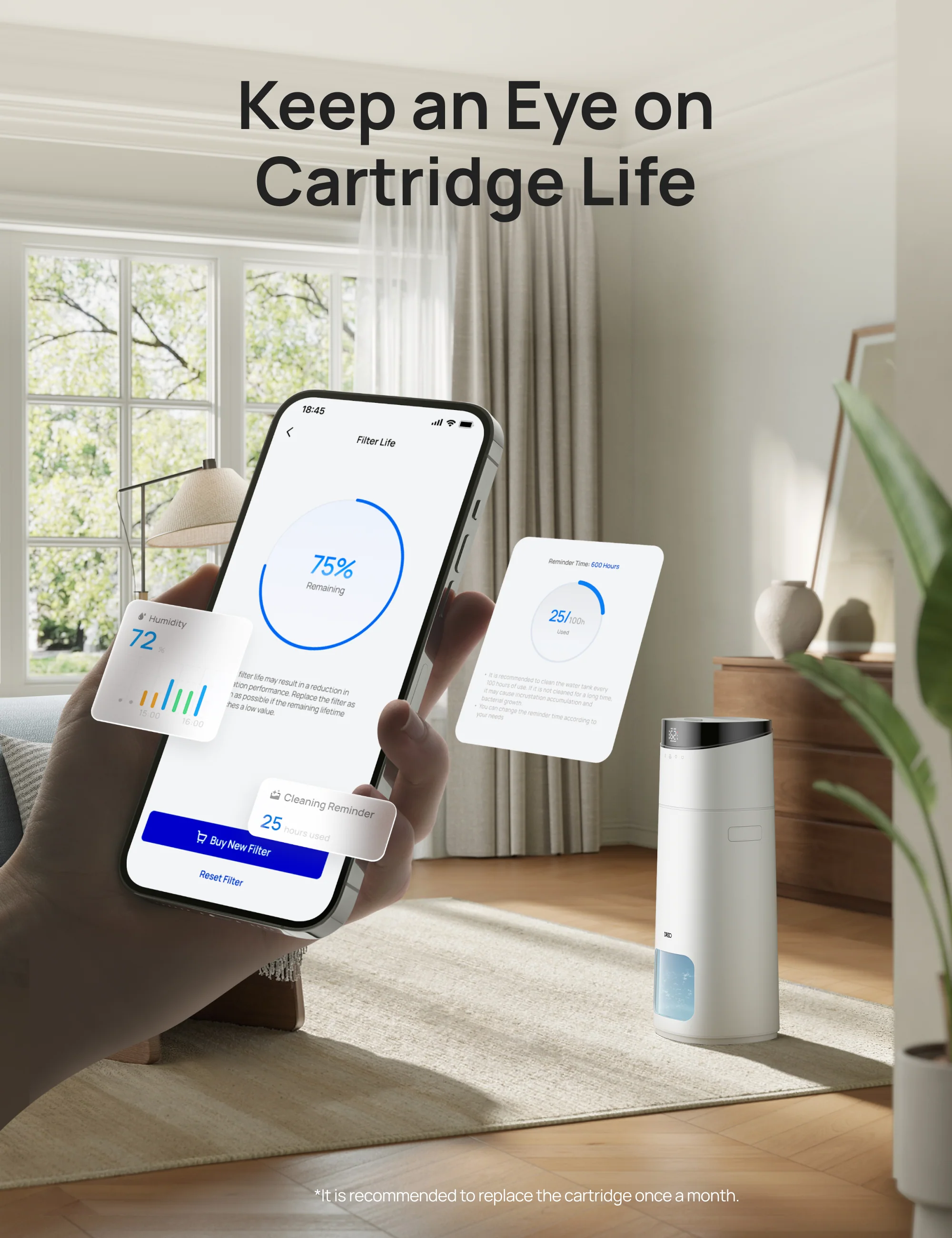 Humidifier Scale-Inhibitor Cartridge, Compatible with DREO Humidifier 755S - Image 5