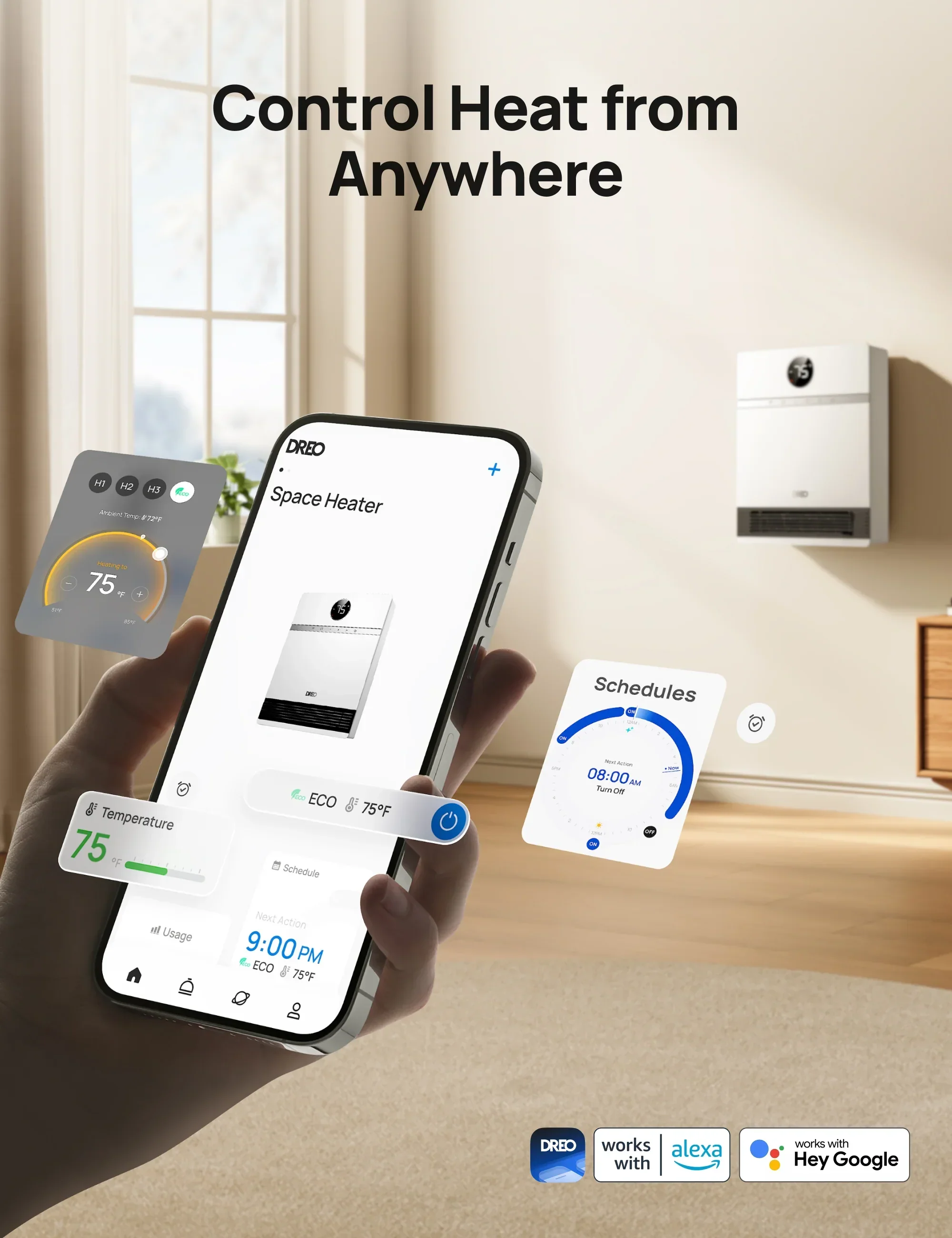 Smart Wall-mounted Heater 517AS with ALCI Plug - Image 3